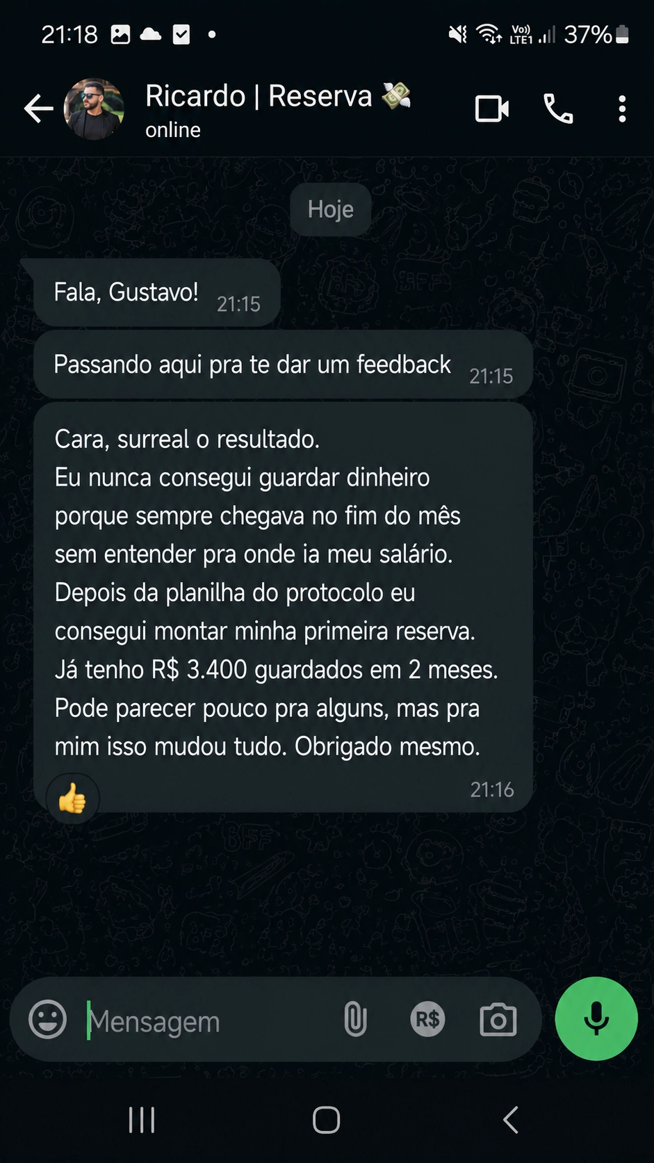 Depoimento do Ricardo — WhatsApp