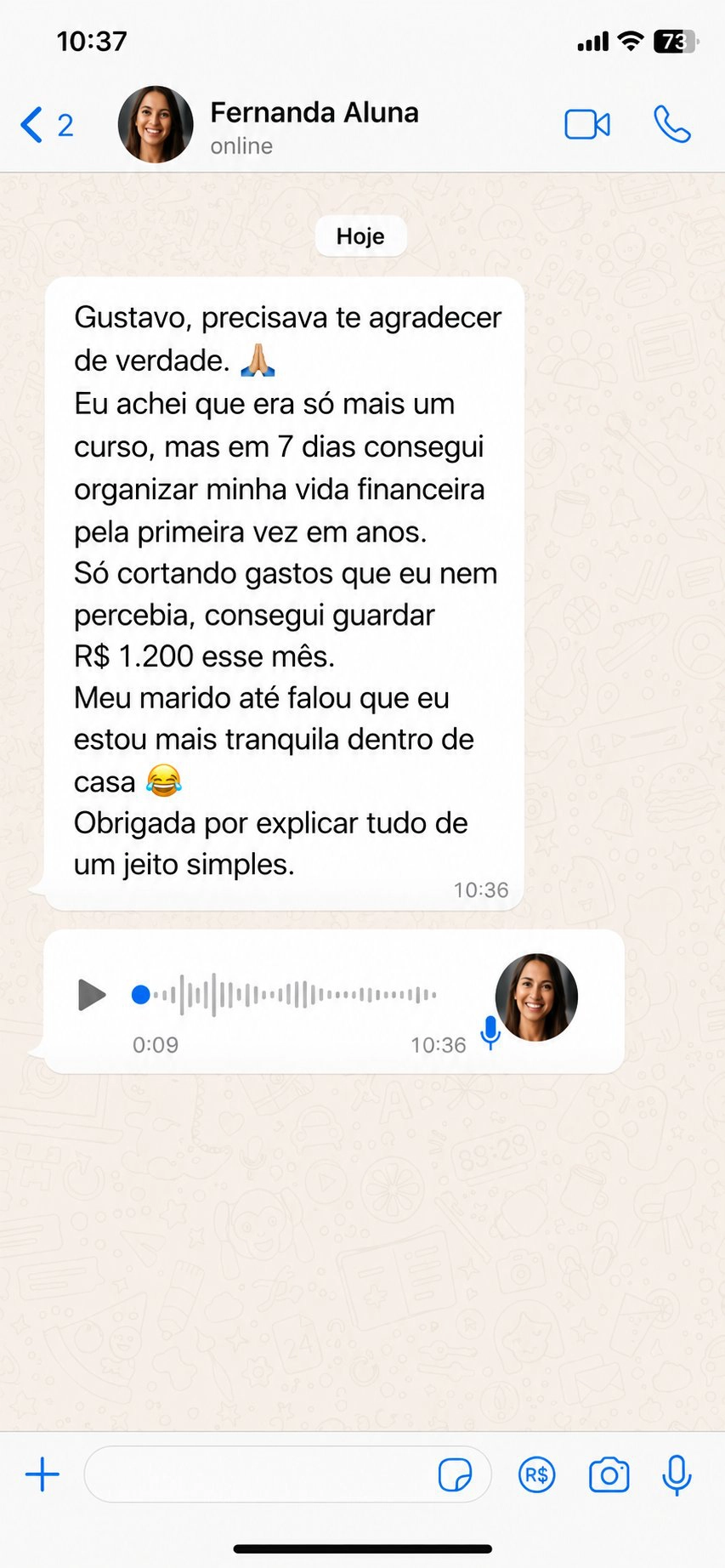 Depoimento da Fernanda — WhatsApp